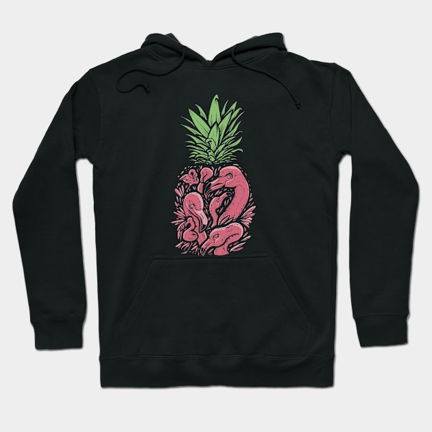 Vintage Pink Flamingo Pineapple Sketch Hoodie by SLAG_Creative